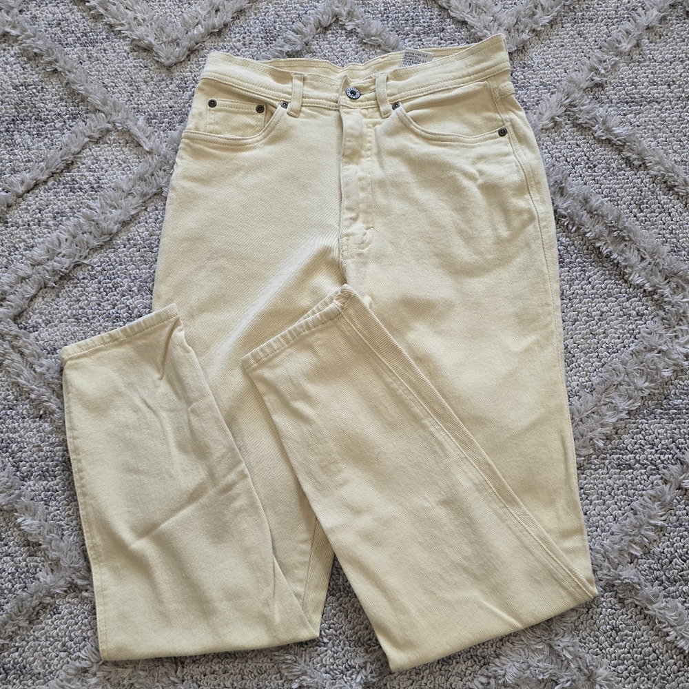 Vtg 90s Bill Blass Butter Yellow Womens Jeans Sz 6 Taper Fit Stretch Mom Jean